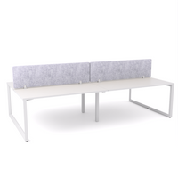 California Office Workstations (Loop Legs) 4-User Double-Sided Desk With AcoustiQ Screen (Marble Gray Screen)