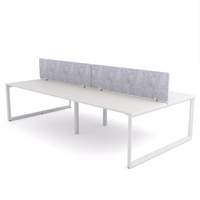 California Office Workstations (Loop Legs) 4-User Double-Sided Desk With AcoustiQ Screen (Marble Gray Screen)