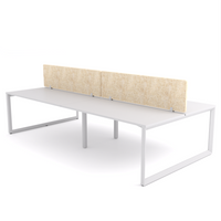 California Office Workstations (Loop Legs) 4-User Double-Sided Desk With AcoustiQ Screen (Natural Screen)