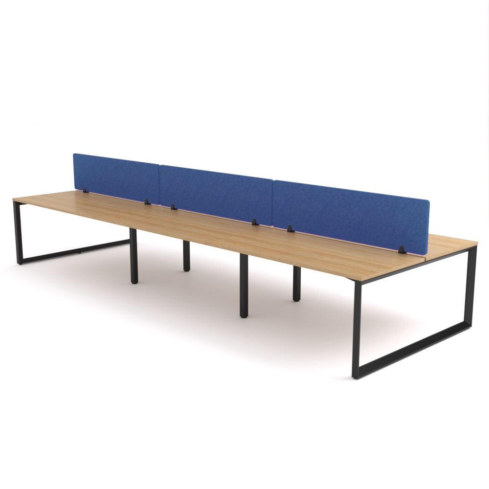 California Office Workstations (Loop Legs) 6-User Double-Sided Desk With AcoustiQ Screen (Cobalt Blue Screen)