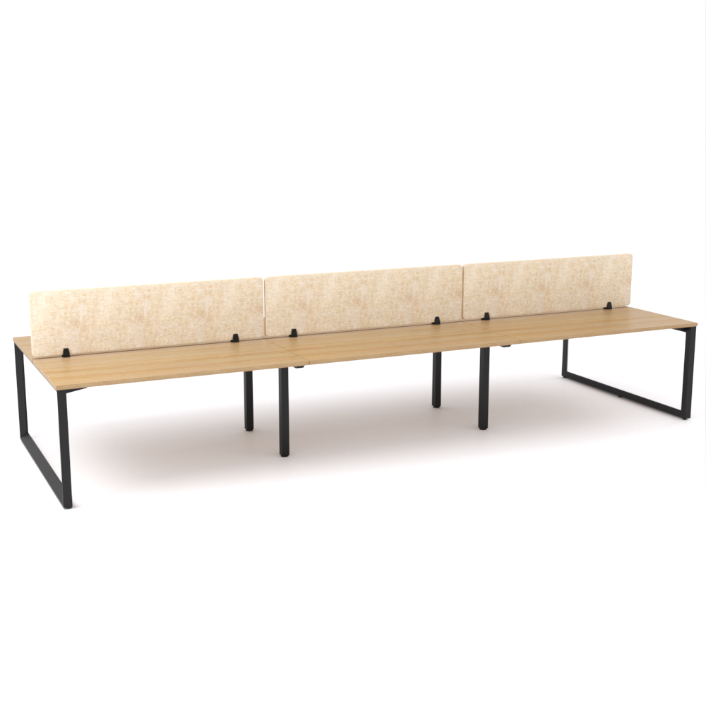 California Office Workstations (Loop Legs) 6-User Double-Sided Desk With AcoustiQ Screen (Natural Screen)