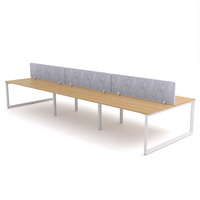 California Office Workstations (Loop Legs) 6-User Double-Sided Desk With AcoustiQ Screen (Marble Gray Screen)