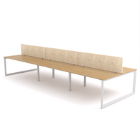 California Office Workstations (Loop Legs) 6-User Double-Sided Desk With AcoustiQ Screen (Natural Screen)