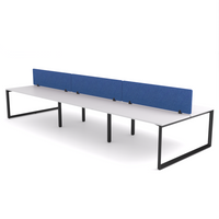 California Office Workstations (Loop Legs) 6-User Double-Sided Desk With AcoustiQ Screen (Cobalt Blue Screen)
