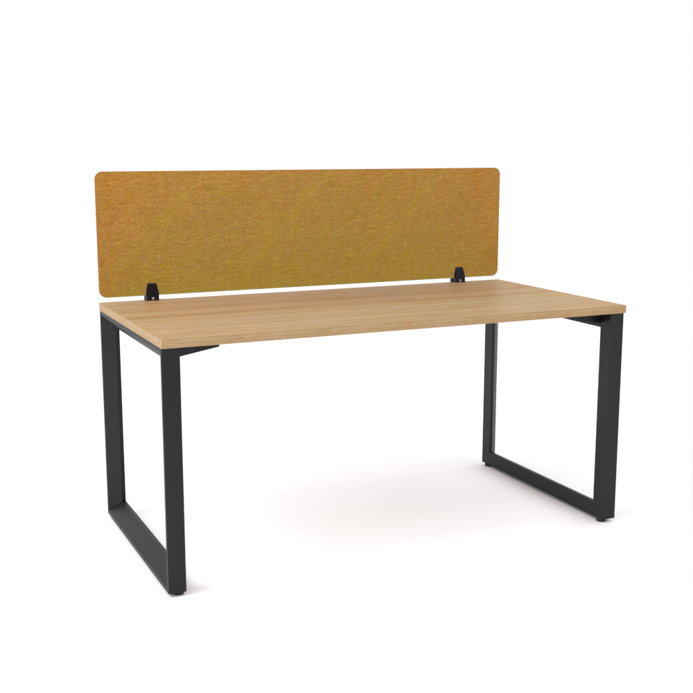 California Office Workstations (Loop Legs) 1-User Single-Sided Desk With AcoustiQ Screen (Golden Yellow Screen)