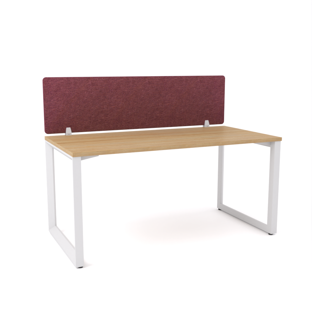 California Office Workstations (Loop Legs) 1-User Single-Sided Desk With AcoustiQ Screen (Maroon Screen)