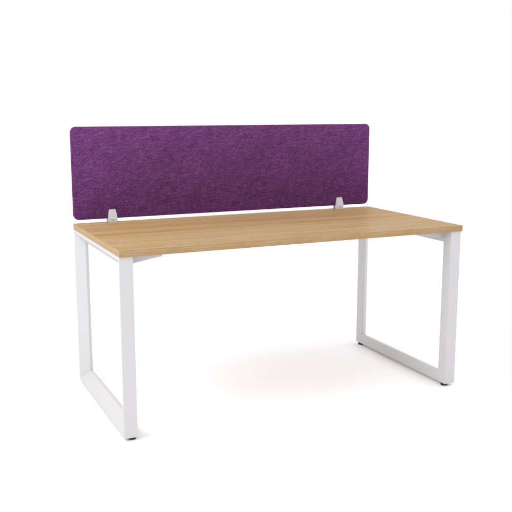 California Office Workstations (Loop Legs) 1-User Single-Sided Desk With AcoustiQ Screen (Purple Screen)