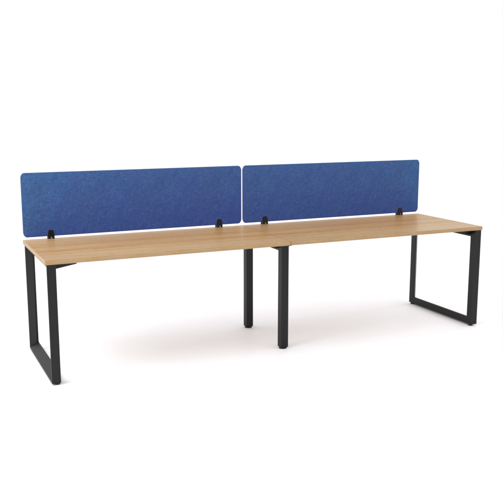 California Office Workstations (Loop Legs) 2-User Single-Sided Desk With AcoustiQ Screen (Cobalt Blue Screen)
