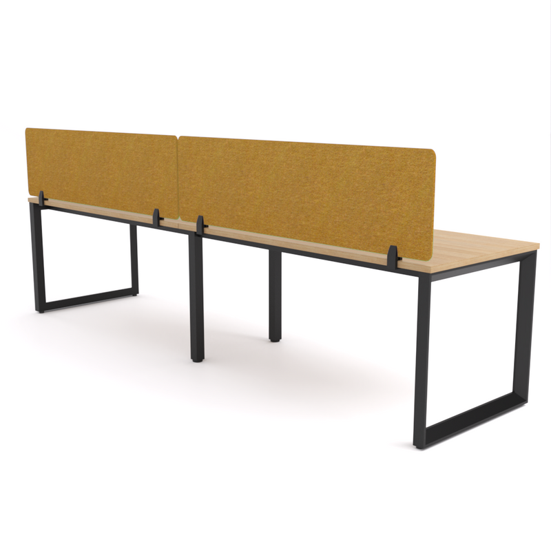 California Office Workstations (Loop Legs) 2-User Single-Sided Desk With AcoustiQ Screen (Golden Yellow Screen)