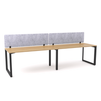 California Office Workstations (Loop Legs) 2-User Single-Sided Desk With AcoustiQ Screen (Marble Gray Screen)