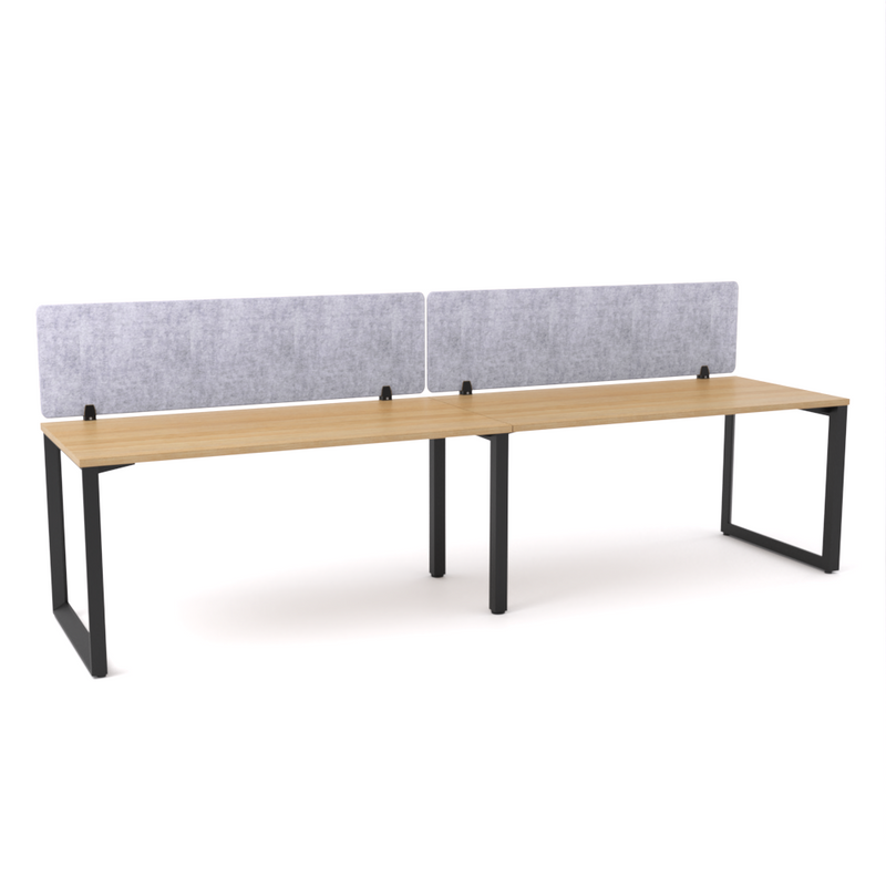 California Office Workstations (Loop Legs) 2-User Single-Sided Desk With AcoustiQ Screen (Marble Gray Screen)