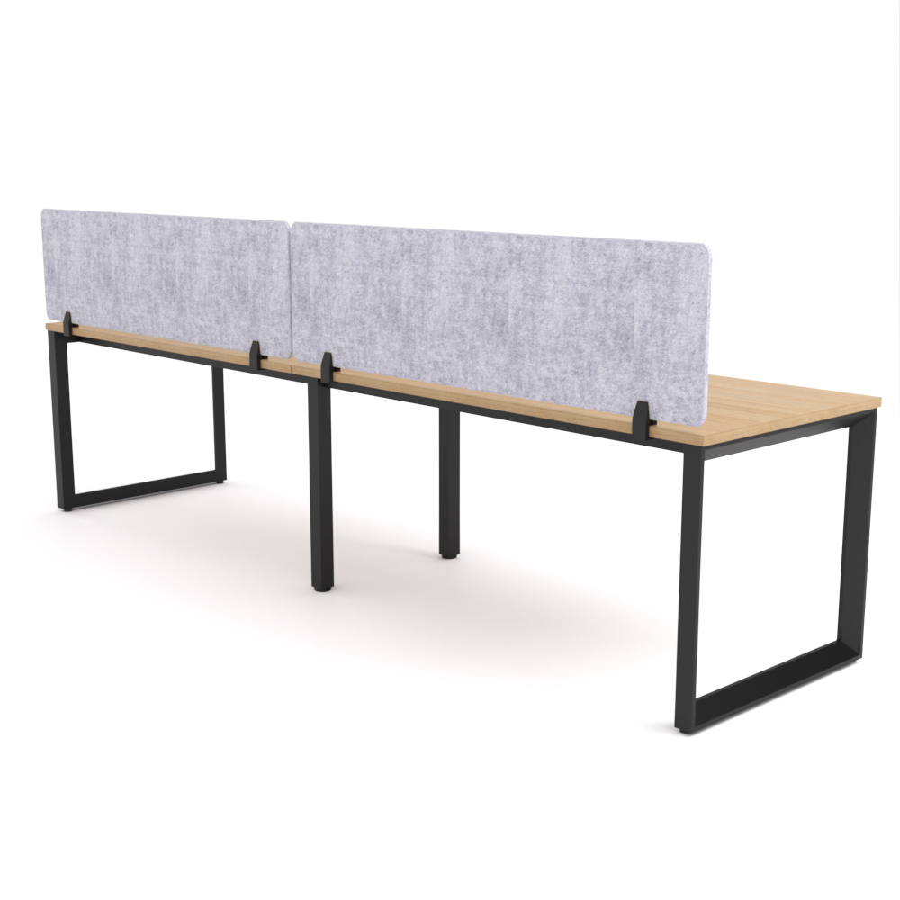 California Office Workstations (Loop Legs) 2-User Single-Sided Desk With AcoustiQ Screen (Marble Gray Screen)