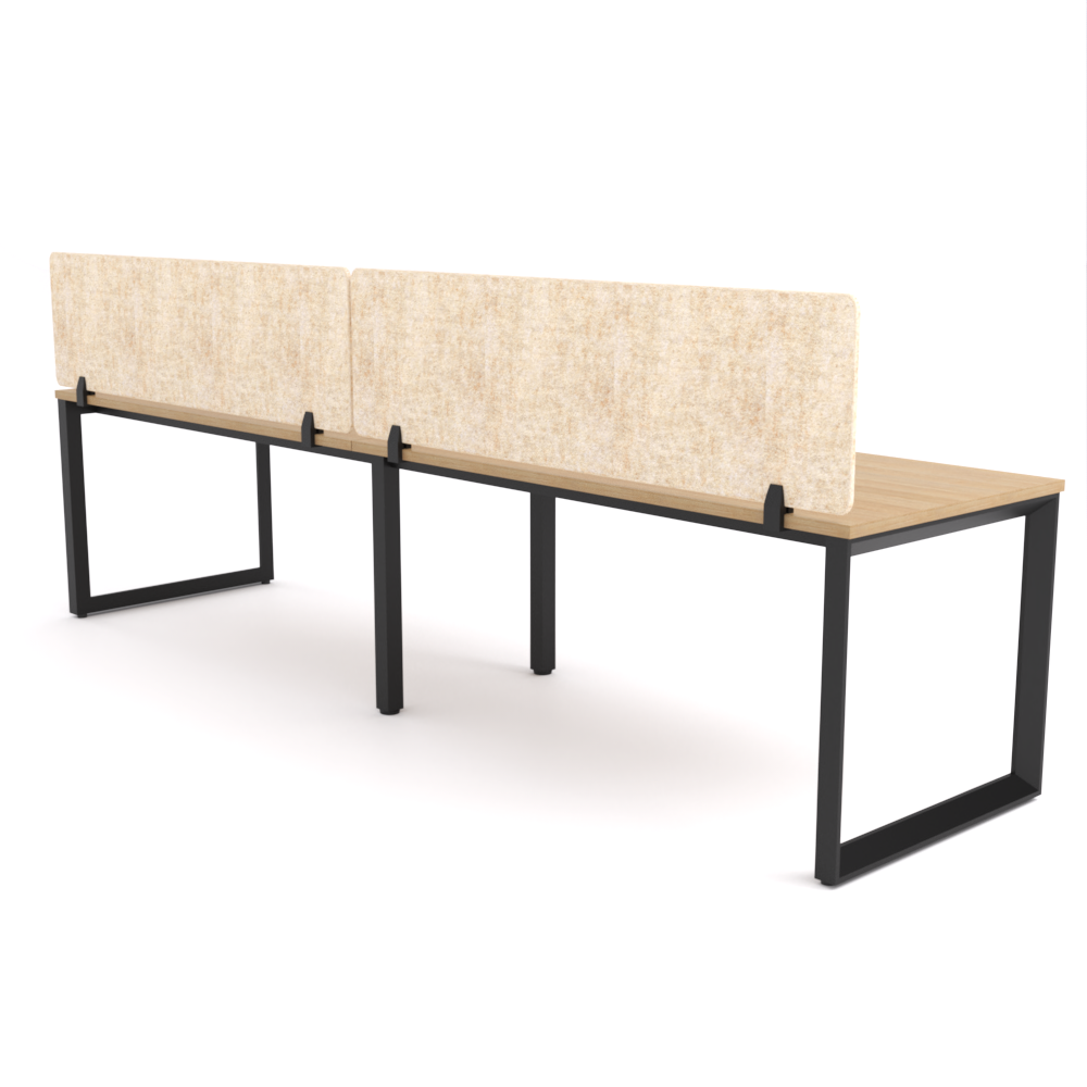 California Office Workstations (Loop Legs) 2-User Single-Sided Desk With AcoustiQ Screen (Natural Screen)