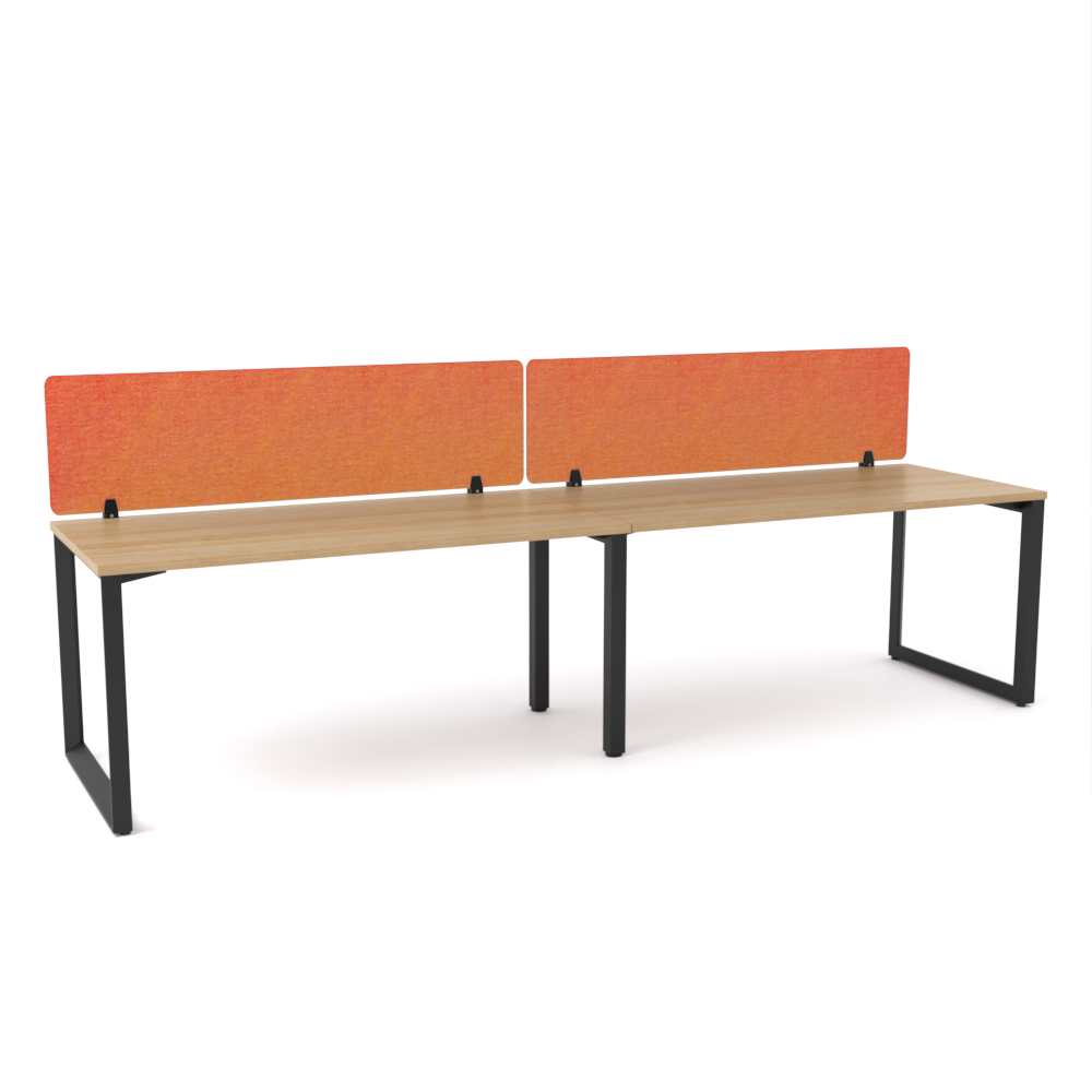 California Office Workstations (Loop Legs) 2-User Single-Sided Desk With AcoustiQ Screen (Orange Screen)