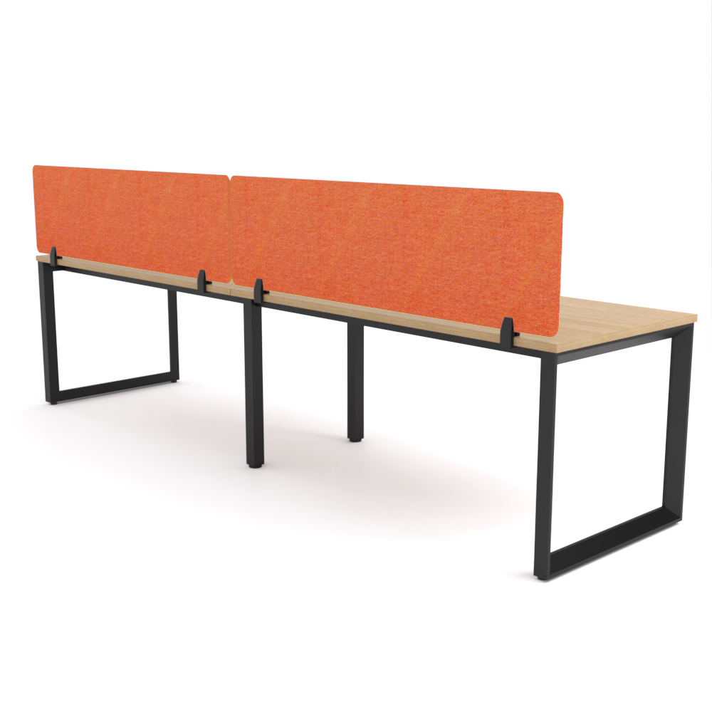 California Office Workstations (Loop Legs) 2-User Single-Sided Desk With AcoustiQ Screen (Orange Screen)