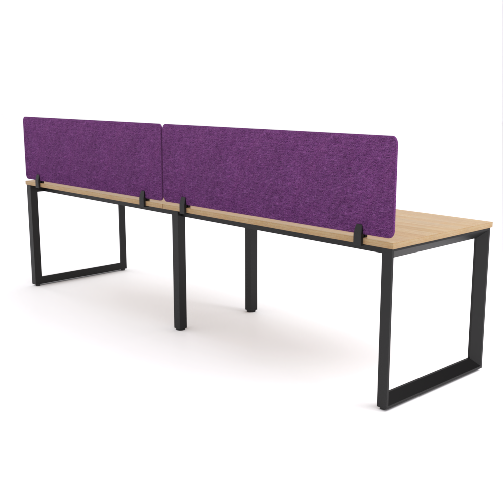 California Office Workstations (Loop Legs) 2-User Single-Sided Desk With AcoustiQ Screen (Purple Screen)