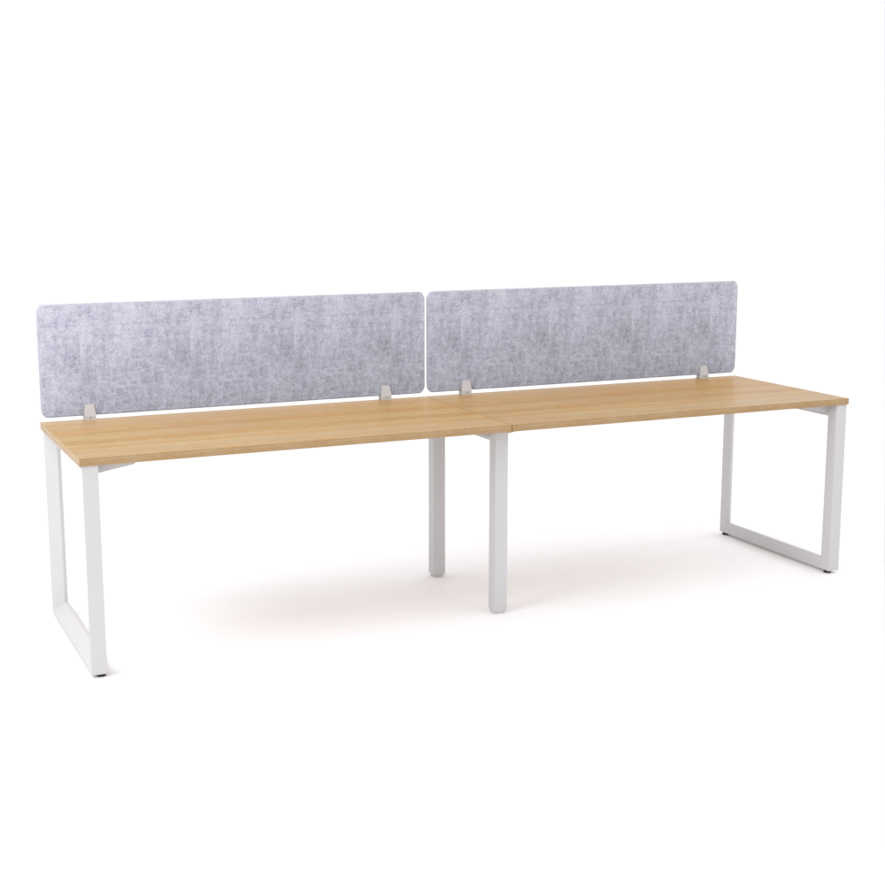 California Office Workstations (Loop Legs) 2-User Single-Sided Desk With AcoustiQ Screen (Marble Gray Screen)