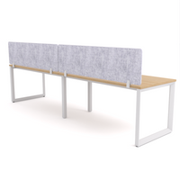California Office Workstations (Loop Legs) 2-User Single-Sided Desk With AcoustiQ Screen (Marble Gray Screen)