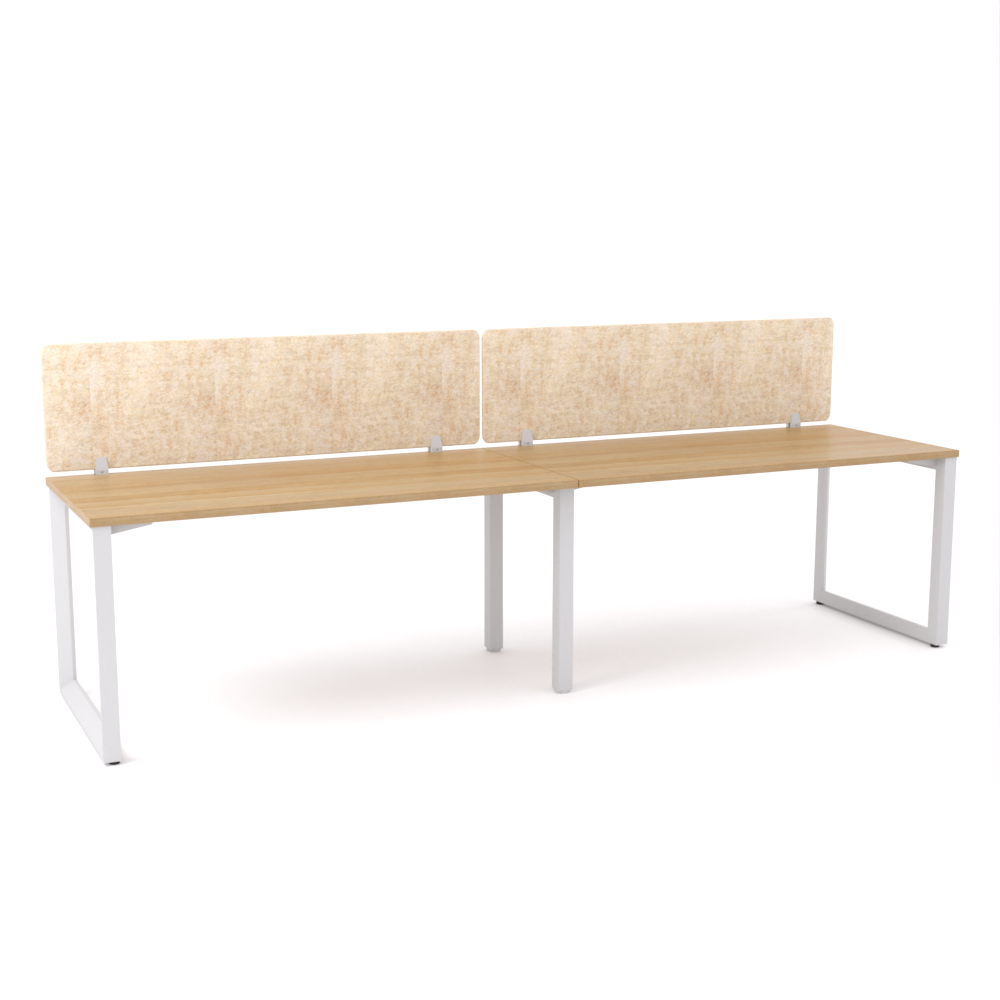 California Office Workstations (Loop Legs) 2-User Single-Sided Desk With AcoustiQ Screen (Natural Screen)