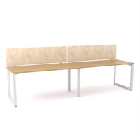 California Office Workstations (Loop Legs) 2-User Single-Sided Desk With AcoustiQ Screen (Natural Screen)-Elite Office Furniture