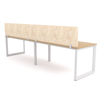 California Office Workstations (Loop Legs) 2-User Single-Sided Desk With AcoustiQ Screen (Natural Screen)-Elite Office Furniture