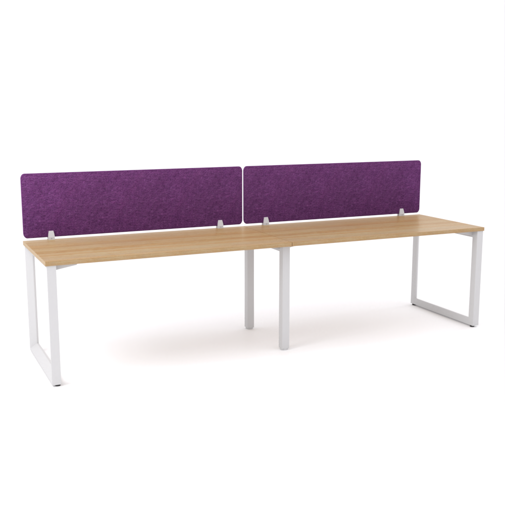 California Office Workstations (Loop Legs) 2-User Single-Sided Desk With AcoustiQ Screen (Purple Screen)