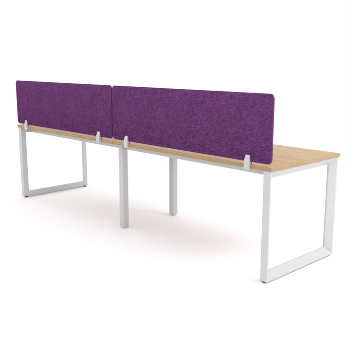 California Office Workstations (Loop Legs) 2 User Single-Sided Desks With AcoustiQ Screen (Purple Screen)