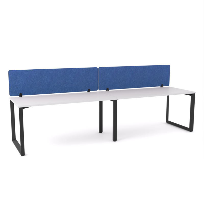 California Office Workstations (Loop Legs) 2-User Single-Sided Desk With AcoustiQ Screen (Cobalt Blue Screen)