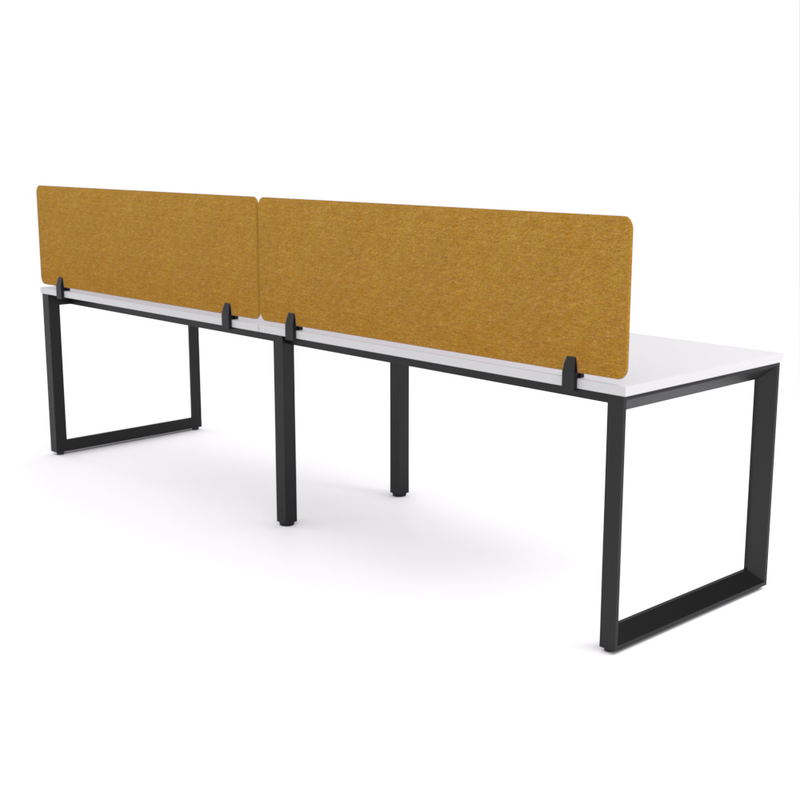 California Office Workstations (Loop Legs) 2-User Single-Sided Desk With AcoustiQ Screen (Golden Yellow Screen)