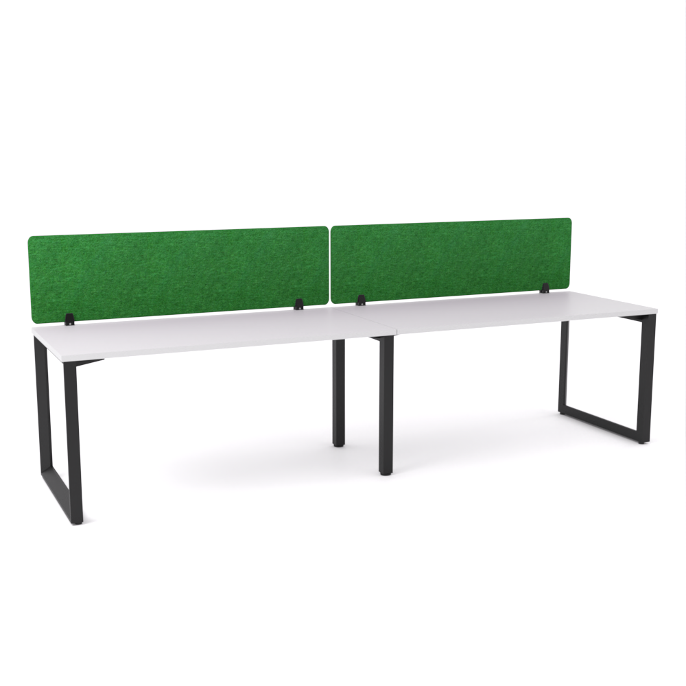 California Office Workstations (Loop Legs) 2-User Single-Sided Desk With AcoustiQ Screen (Green Screen)