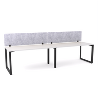 California Office Workstations (Loop Legs) 2-User Single-Sided Desk With AcoustiQ Screen (Marble Gray Screen)