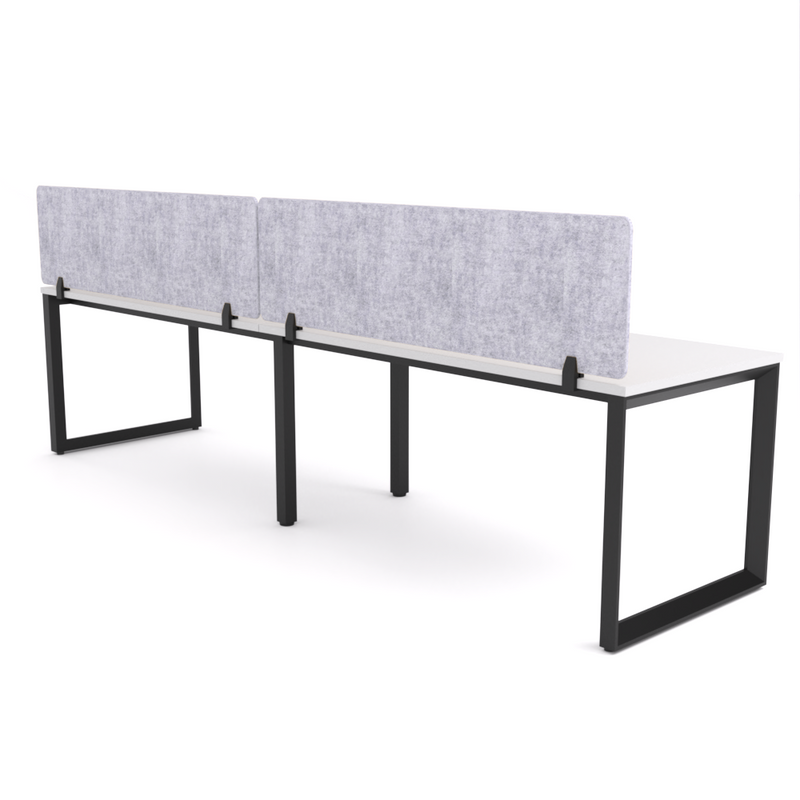 California Office Workstations (Loop Legs) 2-User Single-Sided Desk With AcoustiQ Screen (Marble Gray Screen)