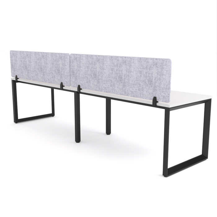 California Office Workstations (Loop Legs) 2 User Single-Sided Desks With AcoustiQ Screen (Marble Gray Screen)