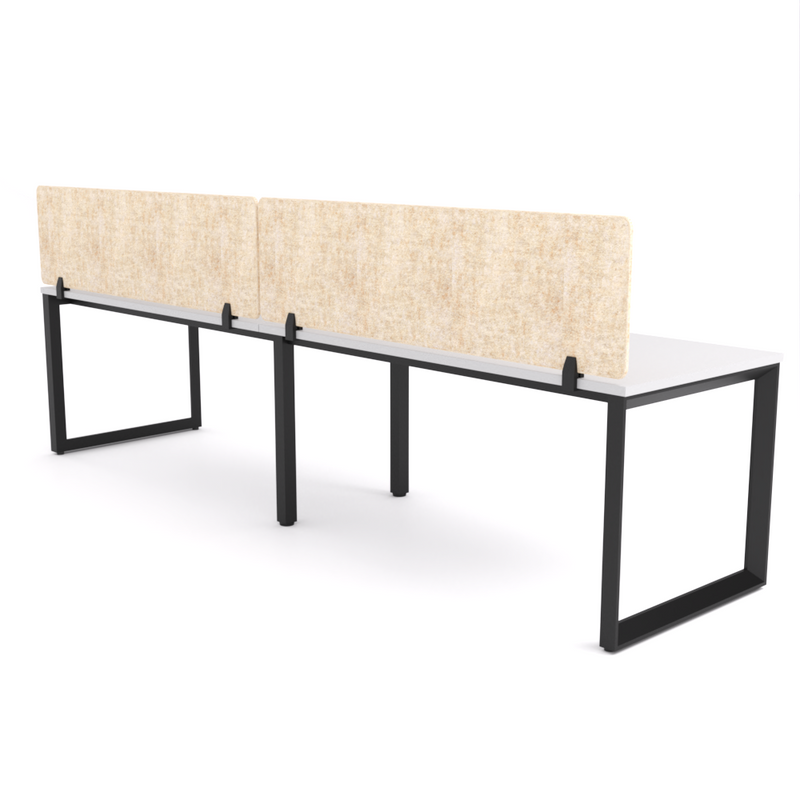 California Office Workstations (Loop Legs) 2-User Single-Sided Desk With AcoustiQ Screen (Natural Screen)-Elite Office Furniture