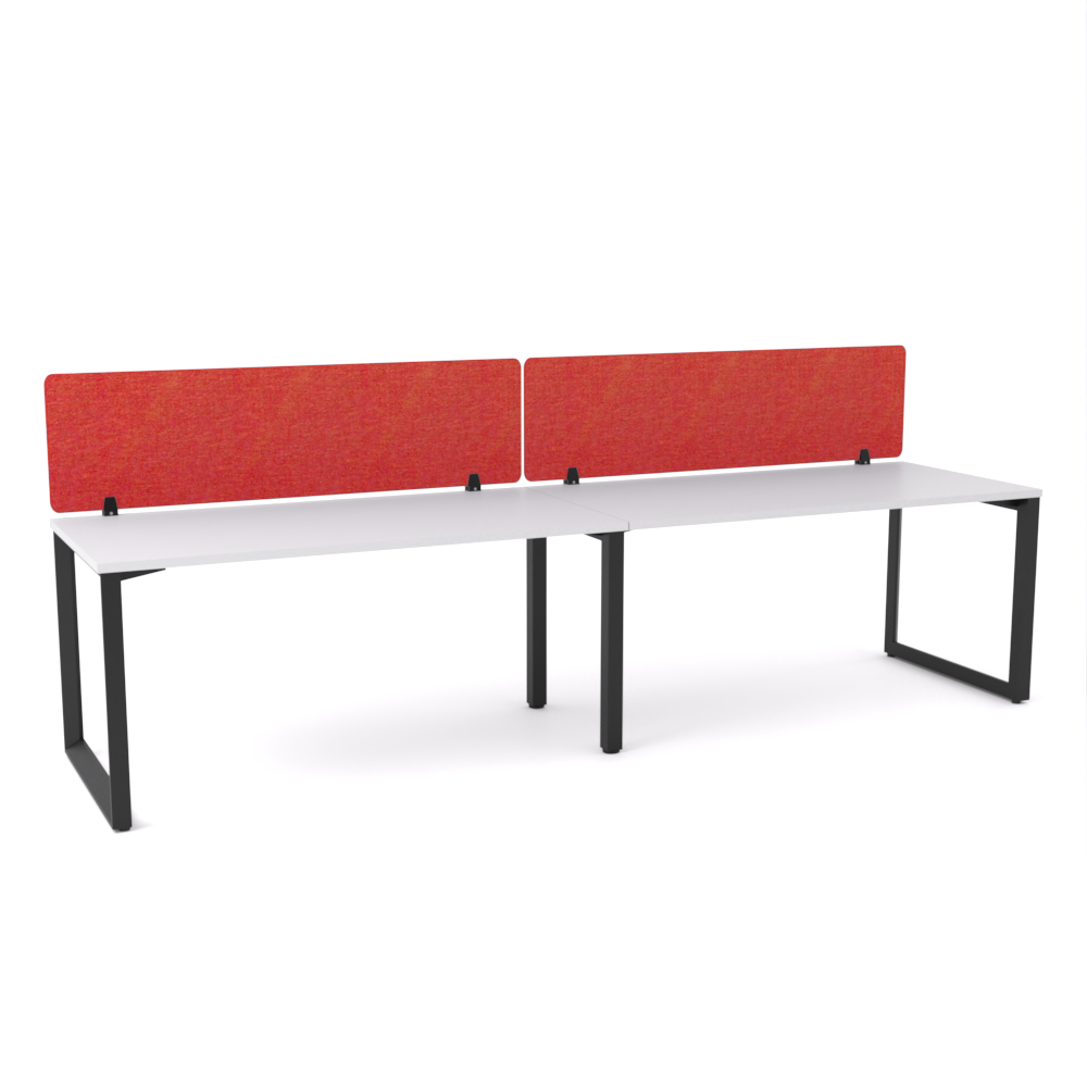 California Office Workstations (Loop Legs) 2-User Single-Sided Desk With AcoustiQ Screen (Red Screen)