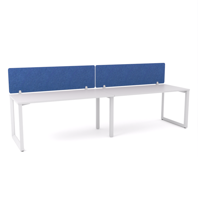 California Office Workstations (Loop Legs) 2-User Single-Sided Desk With AcoustiQ Screen (Cobalt Blue Screen)