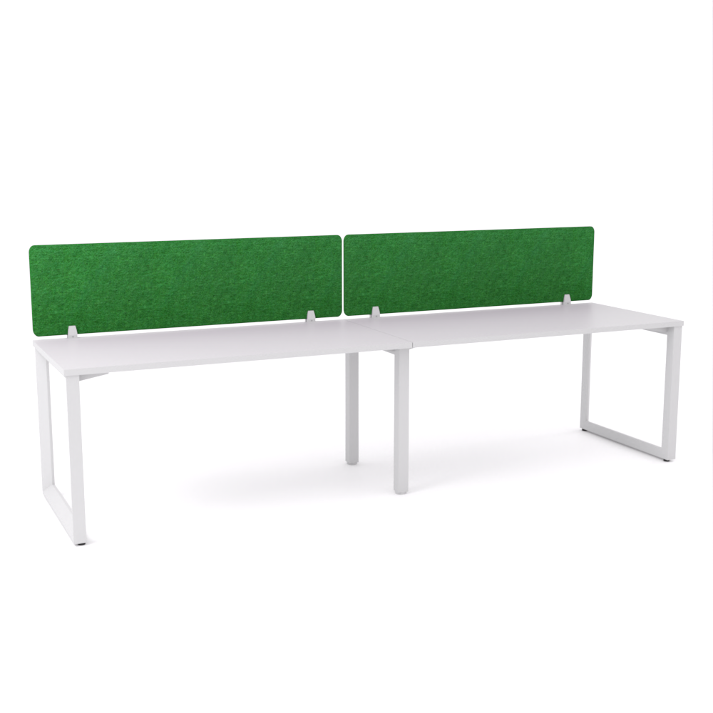 California Office Workstations (Loop Legs) 2-User Single-Sided Desk With AcoustiQ Screen (Green Screen)