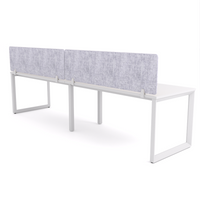 California Office Workstations (Loop Legs) 2-User Single-Sided Desk With AcoustiQ Screen (Marble Gray Screen)