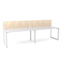 California Office Workstations (Loop Legs) 2-User Single-Sided Desk With AcoustiQ Screen (Natural Screen)-Elite Office Furniture