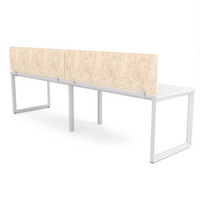 California Office Workstations (Loop Legs) 2-User Single-Sided Desk With AcoustiQ Screen (Natural Screen)-Elite Office Furniture