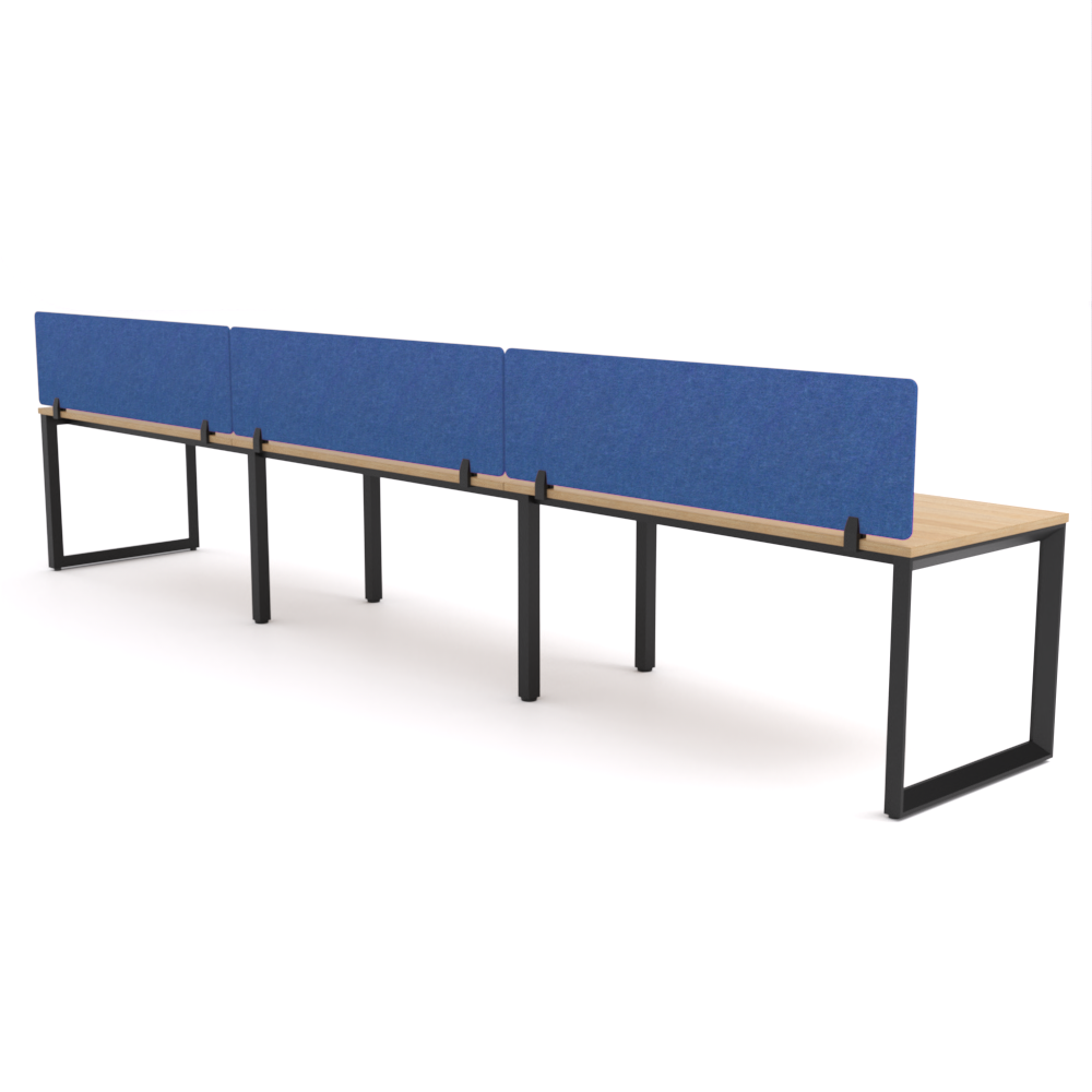 California Office Workstations (Loop Legs) 3-User Single-Sided Desk With AcoustiQ Screen (Cobalt Blue Screen)