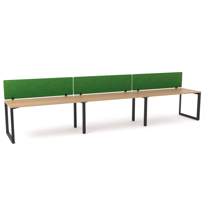 California Office Workstations (Loop Legs) 3 User Single-Sided Desks With AcoustiQ Screen (Green Screen)