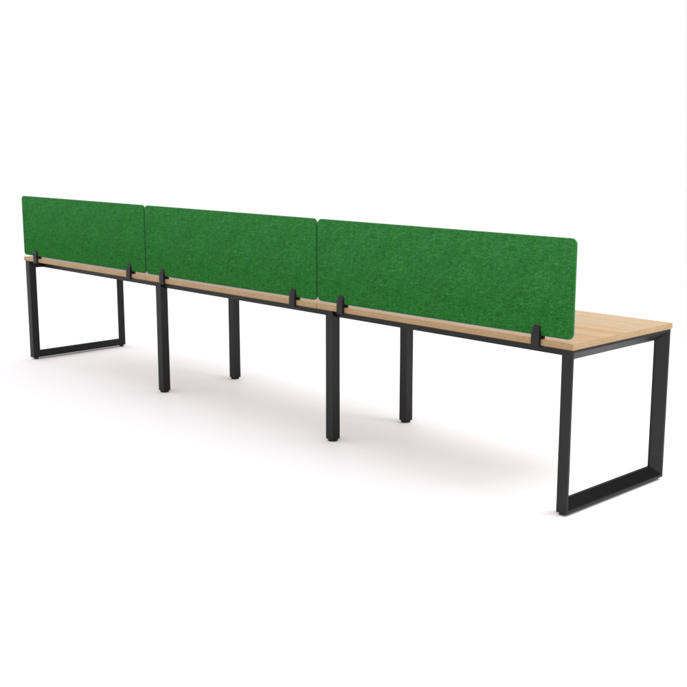 California Office Workstations (Loop Legs) 3-User Single-Sided Desk With AcoustiQ Screen (Green Screen)