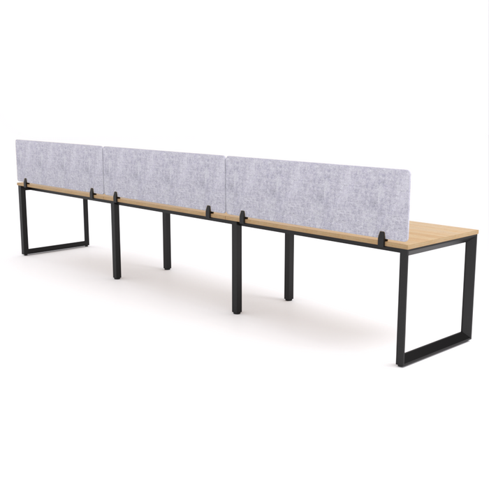 California Office Workstations (Loop Legs) 3 User Single-Sided Desks With AcoustiQ Screen (Marble Gray Screen)