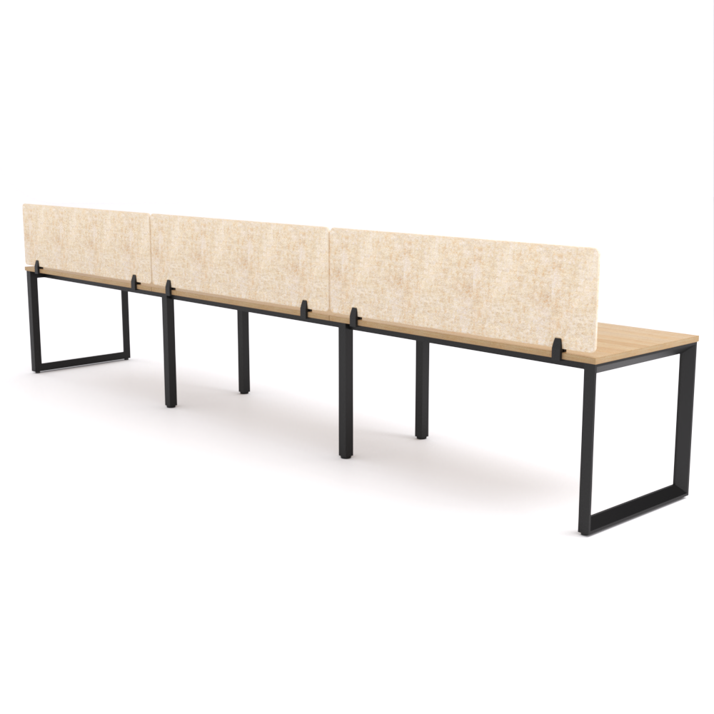California Office Workstations (Loop Legs) 3-User Single-Sided Desk With AcoustiQ Screen (Natural Screen)