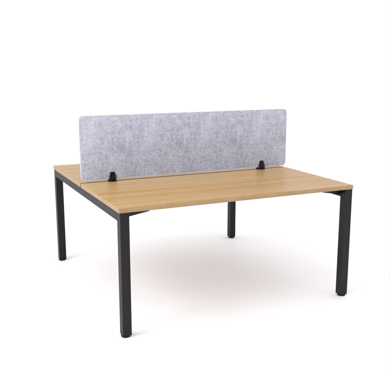 California Office Workstations (Straight Legs) 2-User Double-Sided Desk With AcoustiQ Screen (Marble Gray Screen)-Elite Office Furniture