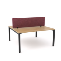 California Office Workstations (Straight Legs) 2-User Double-Sided Desk With AcoustiQ Screen (Maroon Screen)