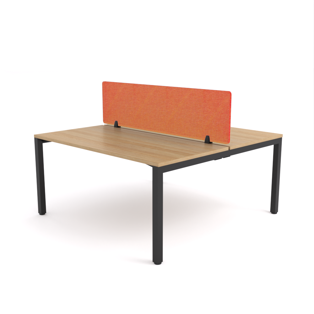 California Office Workstations (Straight Legs) 2-User Double-Sided Desk With AcoustiQ Screen (Orange Screen)