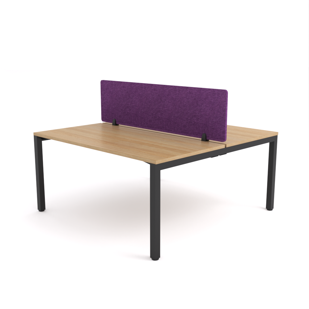California Office Workstations (Straight Legs) 2-User Double-Sided Desk With AcoustiQ Screen (Purple Screen)