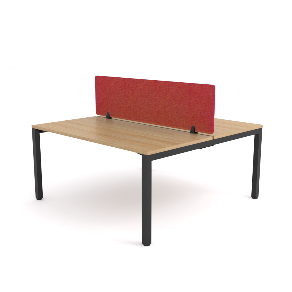 California Office Workstations (Straight Legs) 2-User Double-Sided Desk With Acoustic Screen (Red)